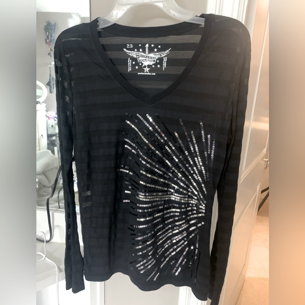 Long sleeve black shirt with sequin. Large size, both sides has sequin. Preloved